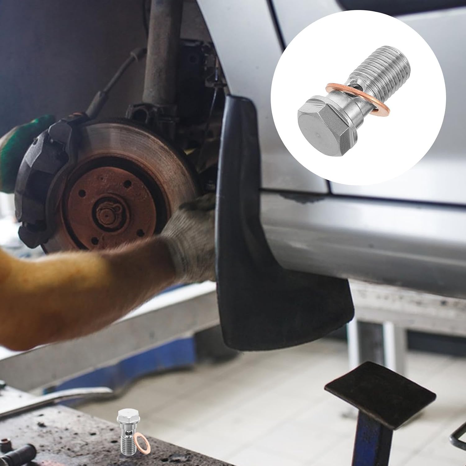 LABRIMP Stainless Steel Hexagonal Brake Caliper Bolts for Car Brake Disc with High Strength and Lightweight Hollow Bolt Design, for Automotive Modification and Sturdy Fixing