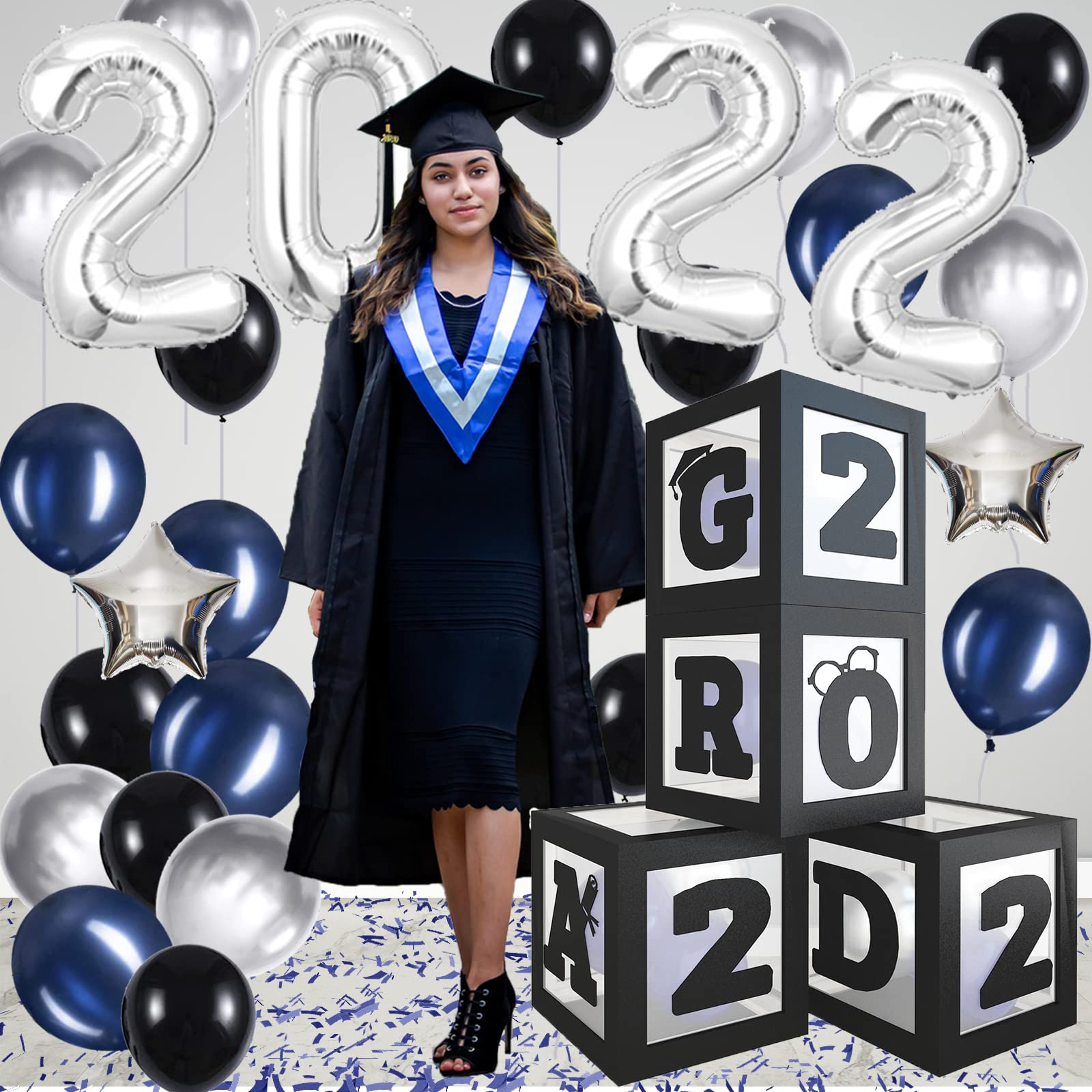Buy Graduation Party Decorations 2022 Black Balloon Boxes With 2022 Buy Graduation Party Decorations 2022 Black Balloon Boxes With 2022