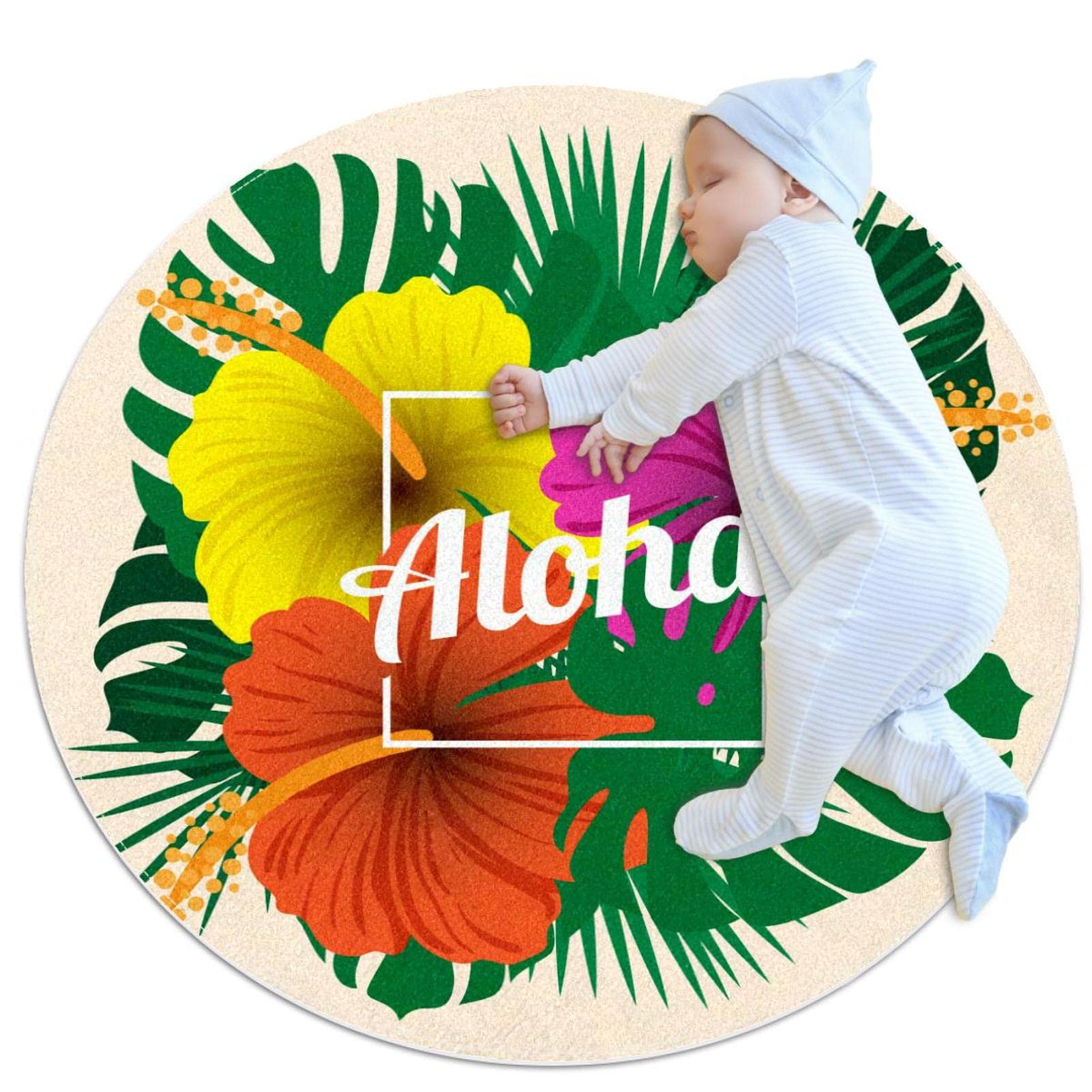 Tapis fleurs enfants JDEZ coloré et doux pour offrir un espace de jeu sécurisé au salon 80cm