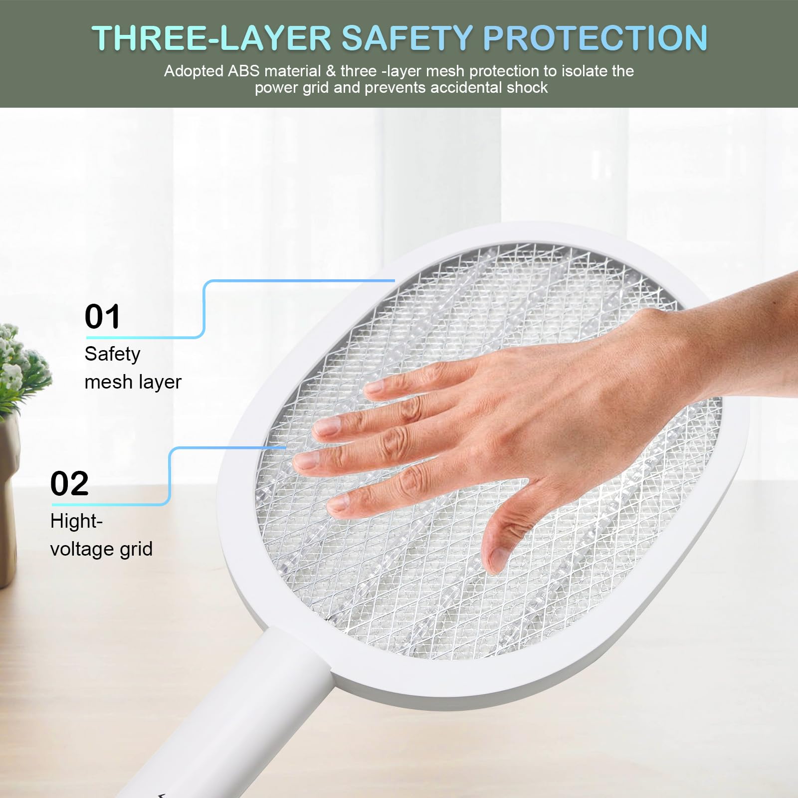 Raquette Anti Moustique Électrique 3000V, Lot de 2 | USB Rechargeable, Lampe LED, Pour Intérieur et Jardin