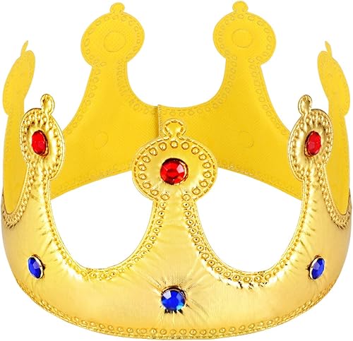 Miniatura 1 de NUOBESTY Coronas de rey dorado, delicado sombrero de corona de cumpleaños para niños, cumpleaños, baby shower, fiesta, accesorios para fotos