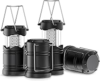 Vista 10 de Lichamp Paquete de 4 linternas LED para acampar, luces de campamento con pilas, linterna plegable LED, kit de suministros de emergencia portátil