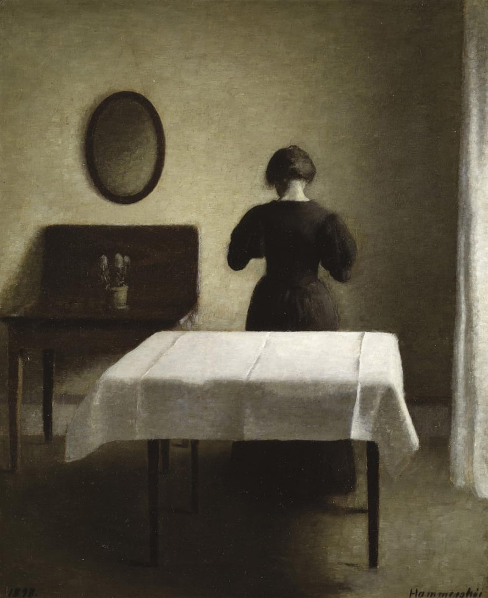 Artxlxxbn No Frame Famous Art Print Poster Vintage Wall Art Interior By Vilhelm Hammershoi Canvas Art Poster For Home Decor 60X90cm