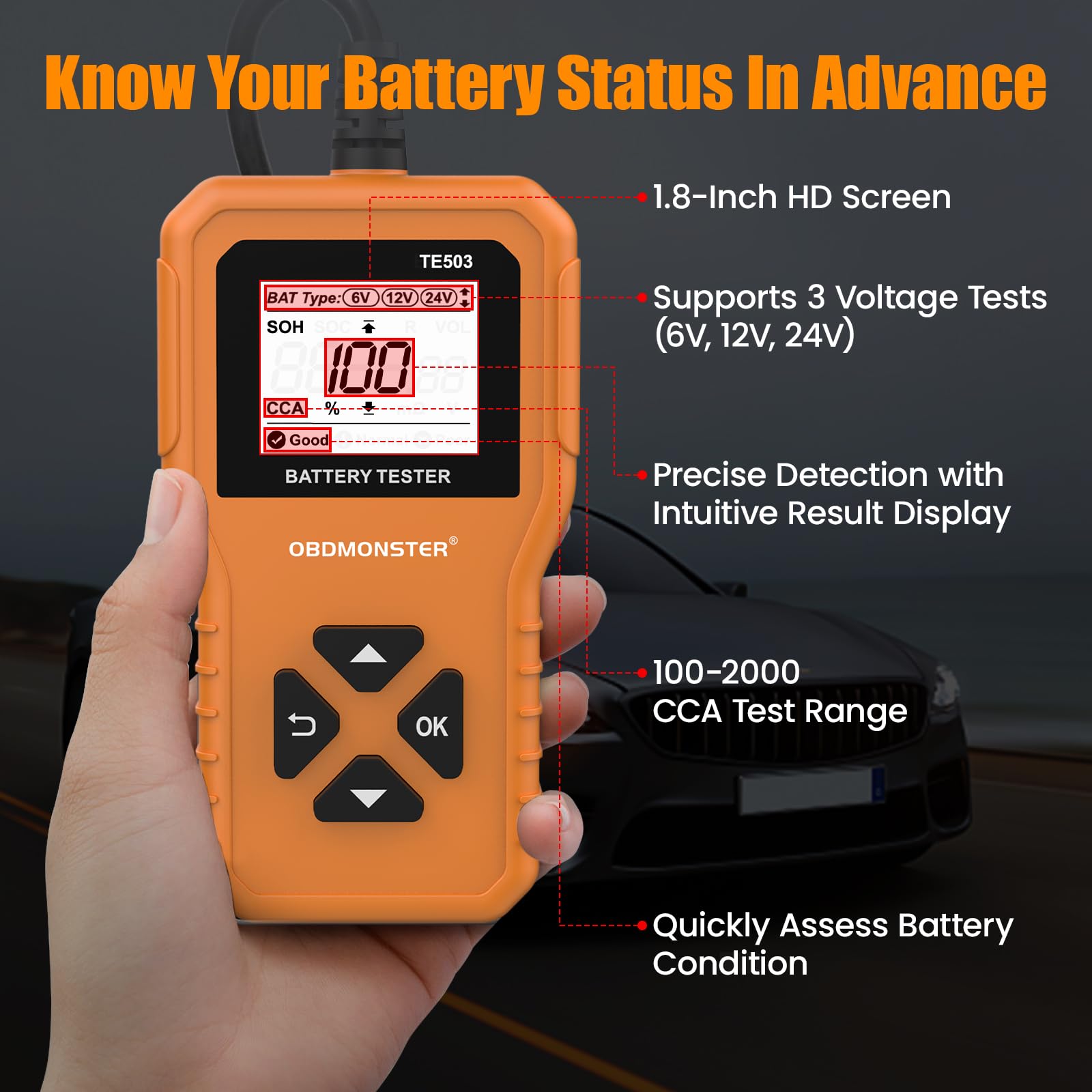 Tester Batteria Auto 6V/12V/24V Professionale 100-2000CCA 2-220Ah Digitale