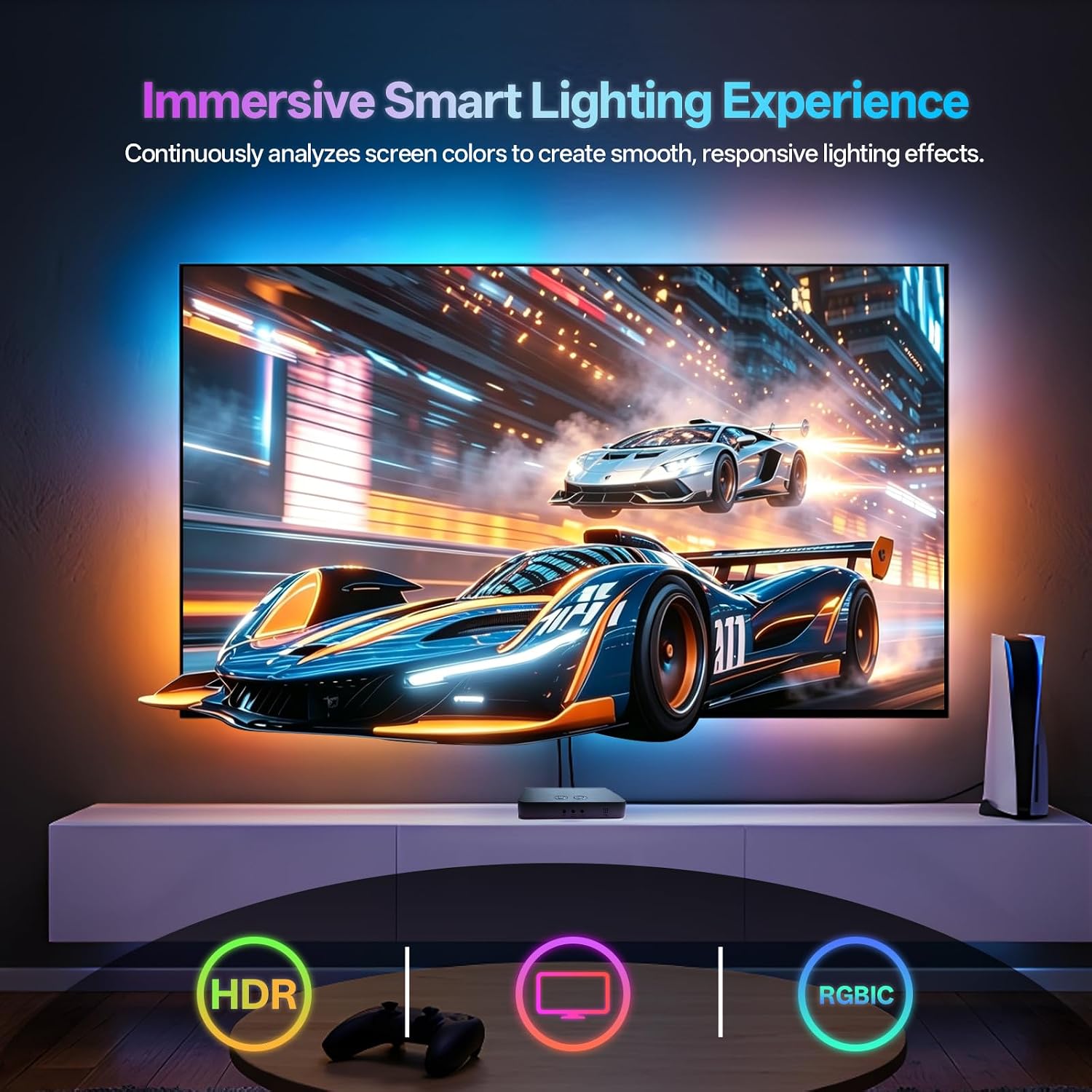 HDMI Sync Box with TV Backlight, 16.4Ft.Cuttable LED Strip Light image 3