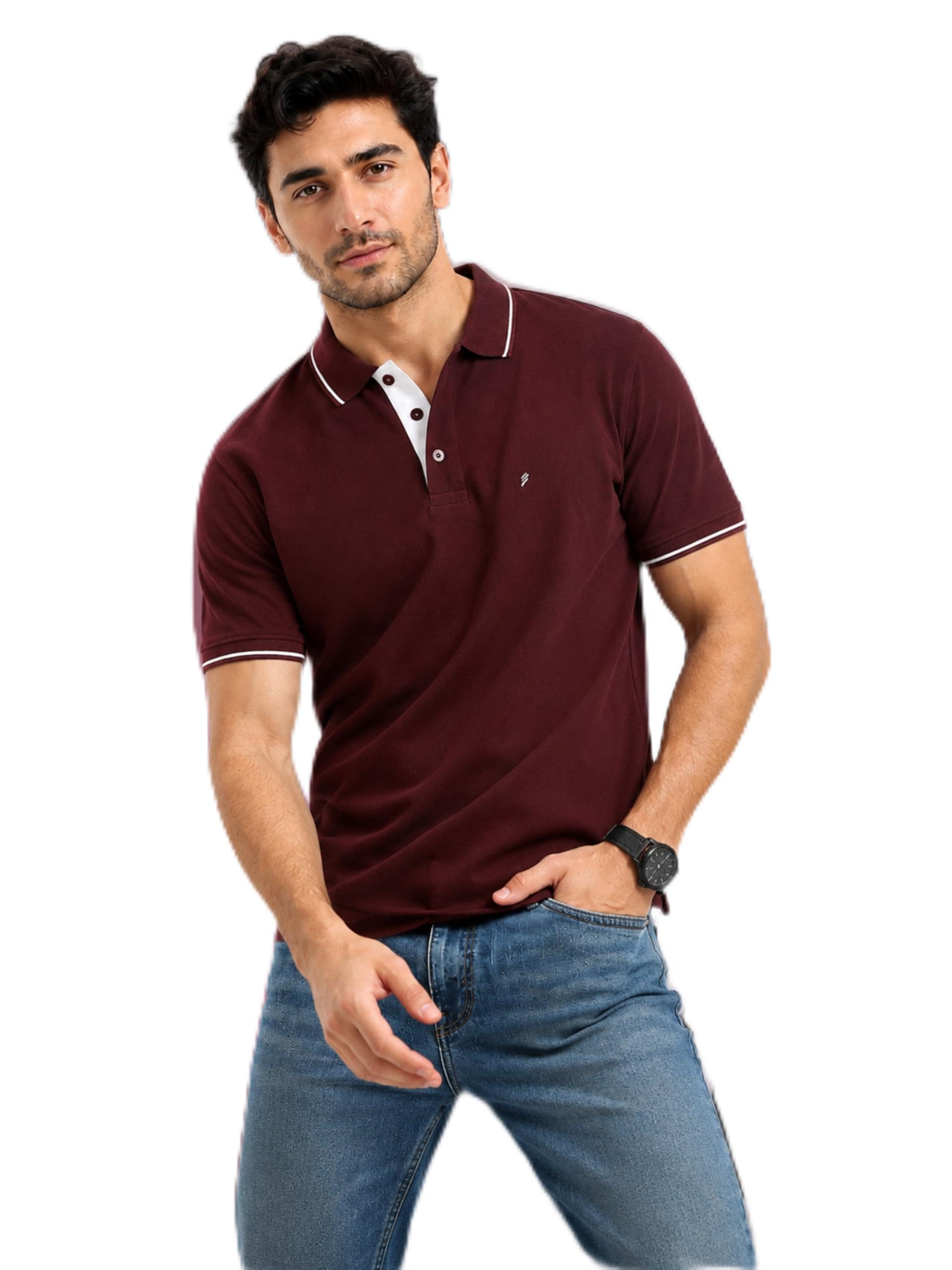 EXCELLO Men's 270 GSM Cotton Tipping Polo - Image 1