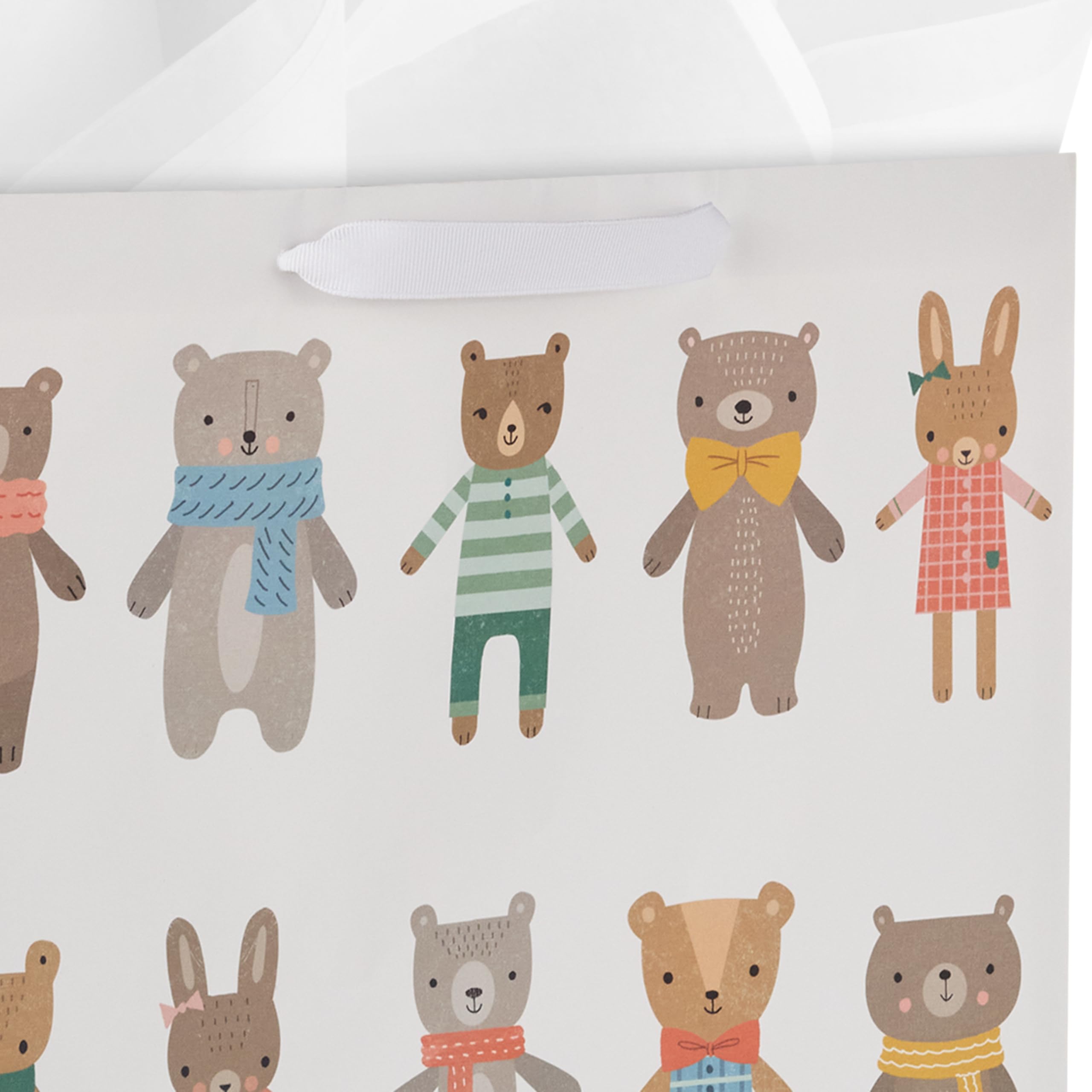 Hallmark 15" Extra Large Gift Bag with Tissue Paper (Bears and Bunnies) for Kids, Baby Showers, First Birthdays