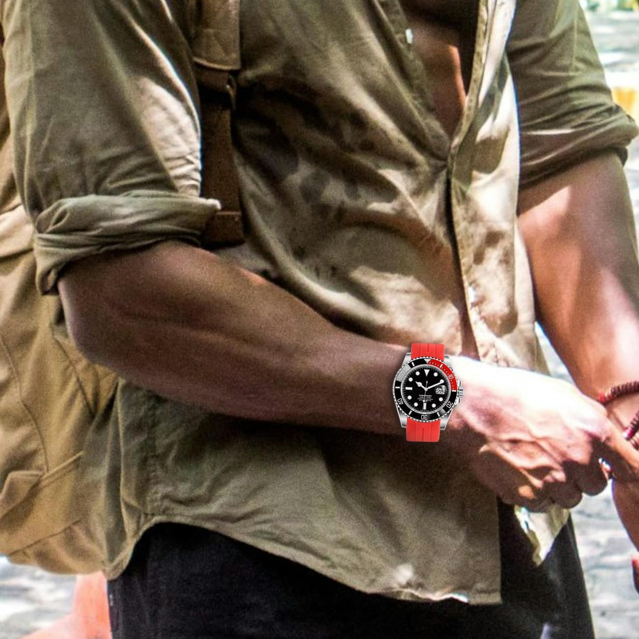 Juntan 18mm 20mm 21mm 22mm Curved End Rubber Watch Band, Tapered Silicone Curved Replacement Watch Strap for Men Women with Classic Diving Buckle - Image 3