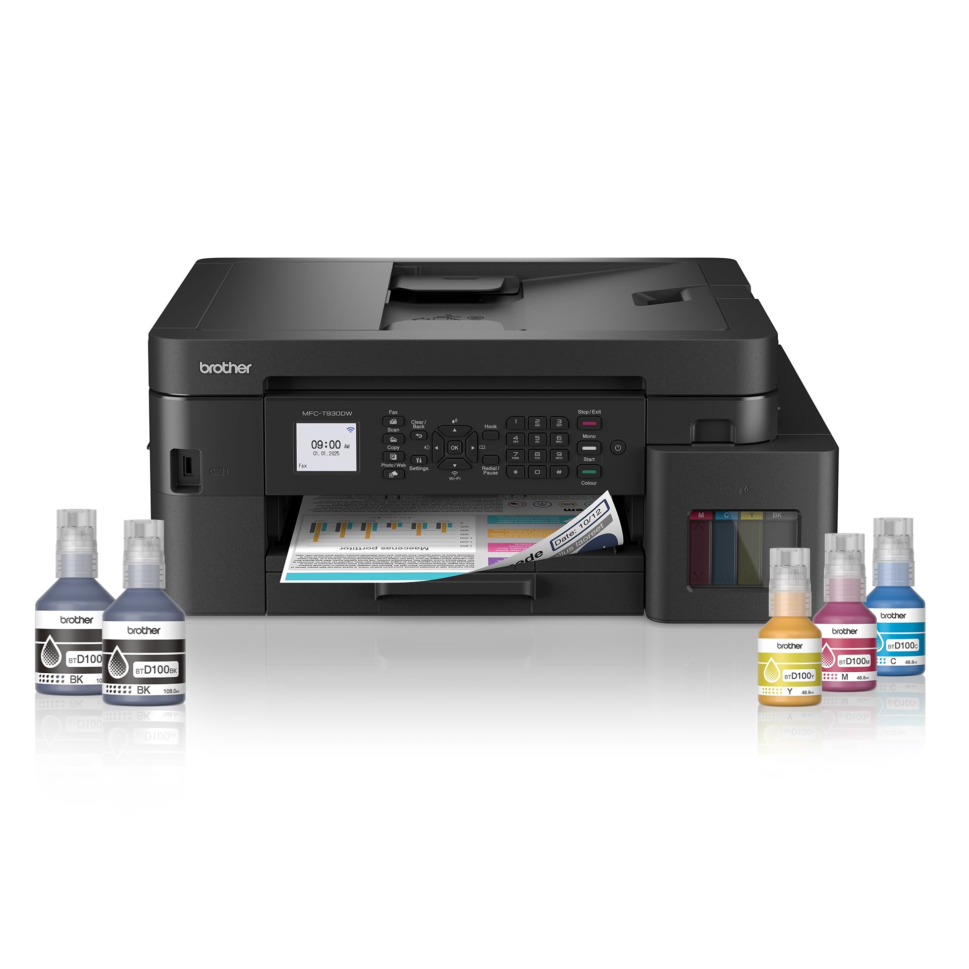 Brother Ink Tank MFC-T930DW New Launch (Print Scan Copy Fax) WiFi Auto Duplex, ADF Printer, 128 MB, Print Pages Upto 15K in Black & 5K in Color Each (CMY) Get Extra Black Ink Bottle, Free Installation-image-37
