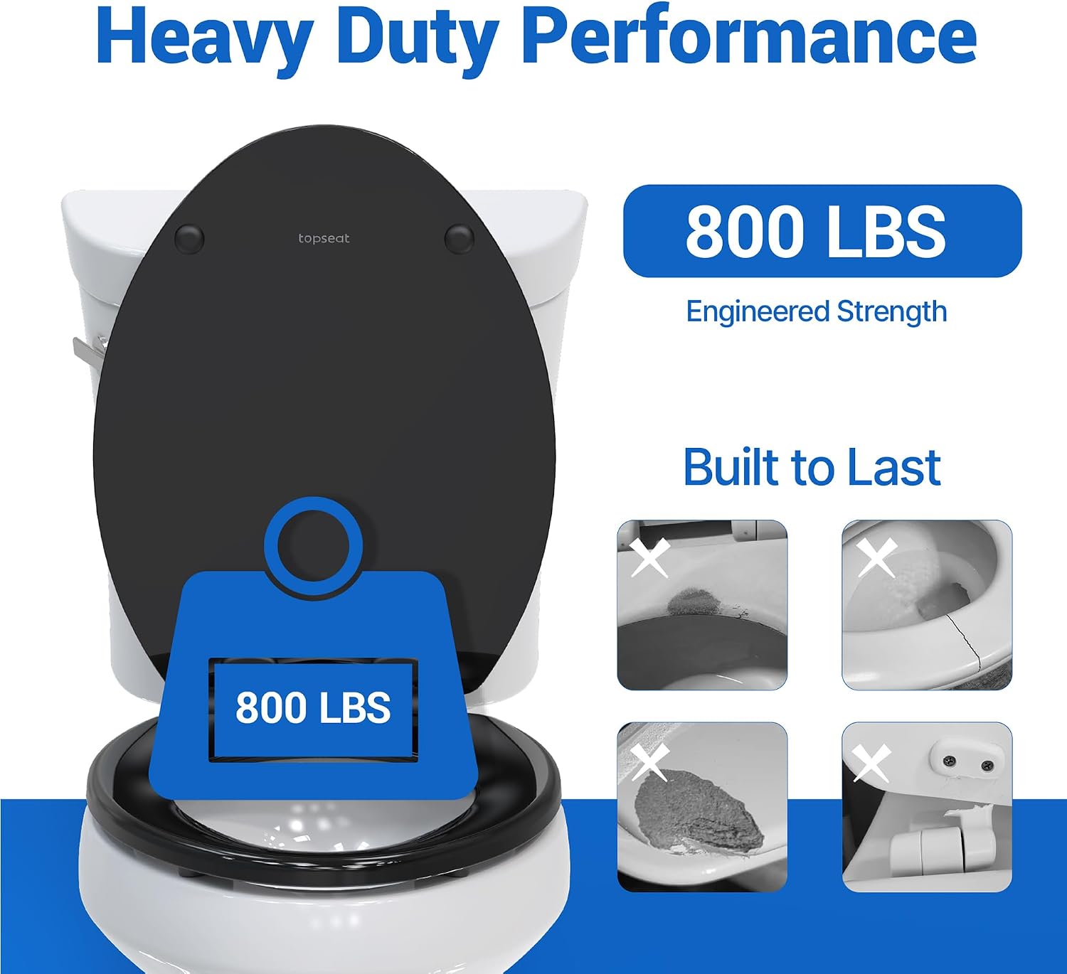 Pro Elite Heavy-Duty Wood Toilet Seat Elongated, Black, Magnetic Quick-Release Easy-Clean and Change, HushMotion Soft Close, StainShield High-Gloss Finish, Arch-Tite Secure Fit