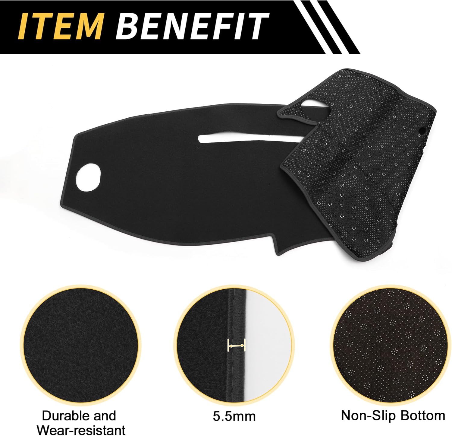 Dash Cover for Ford for Ranger 1995-2011 Dash Board Mat Non-Slip Dash Cover Mat Pad Polyester Center Console Dashboard Cover Pad Carpet Black