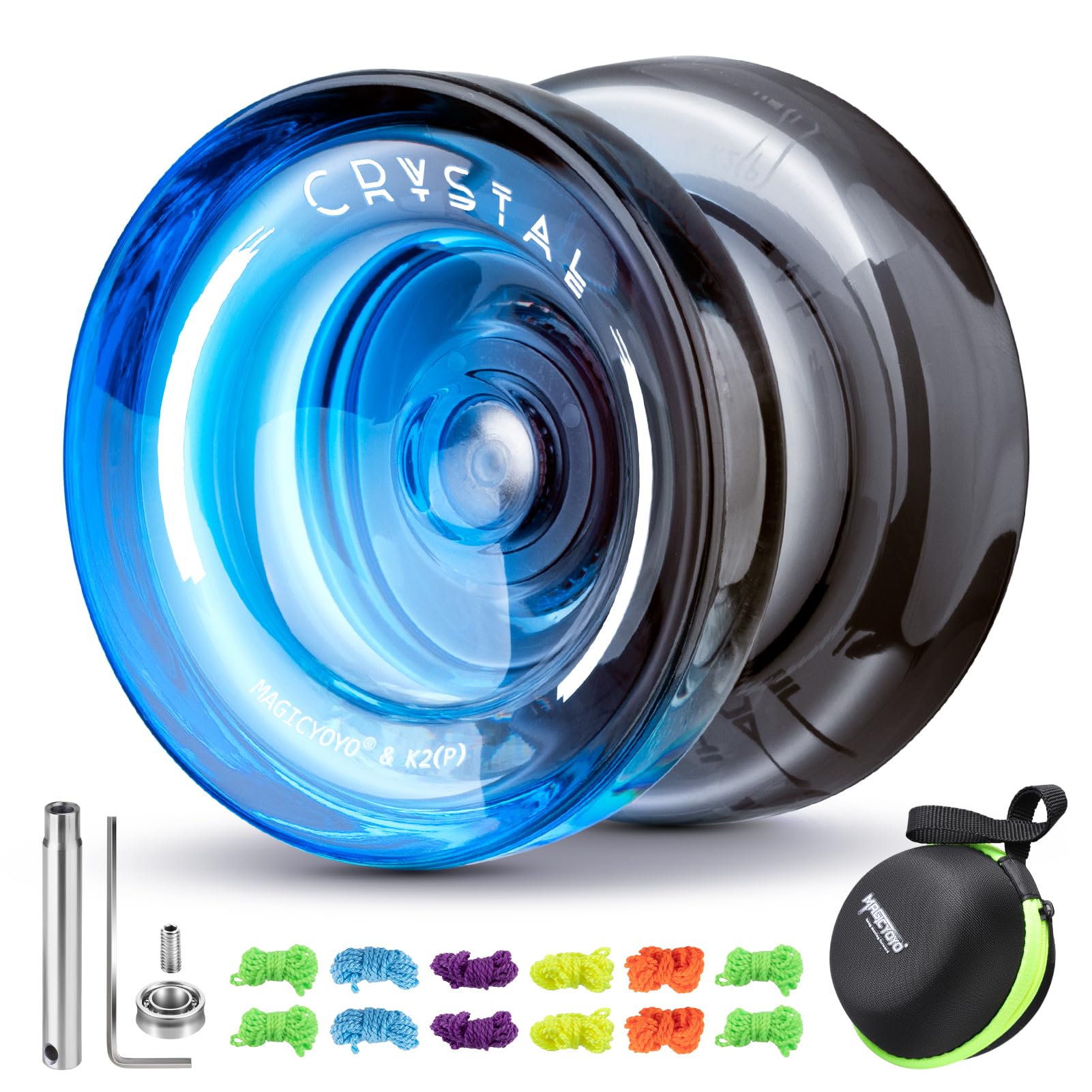 MAGICYOYO Responsive Yoyo for Kids K2 Crystal Black Blue, 2 in 1, Responsive and Unresponsive Yo Yo