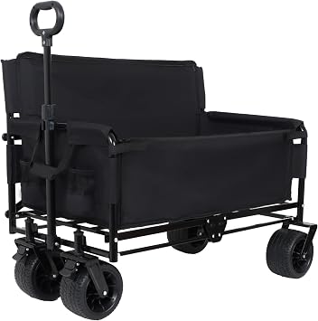 3-in-1 Collapsible Wagon Cart, 500 lb Foldable Utility Wagon with Bench