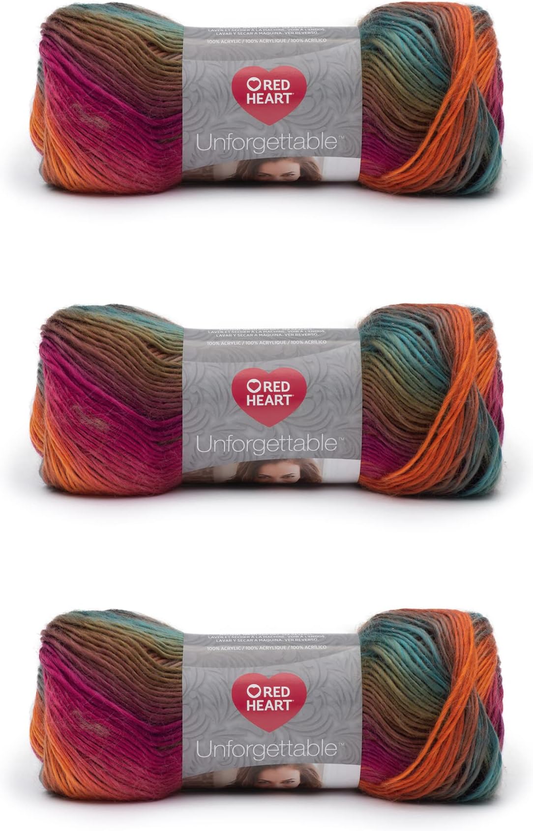 Red Heart Boutique Unforgettable Sunrise Yarn - 3 Pack of 100g/3.5oz - Acrylic - 4 Medium (Worsted) - 270 Yards - Knitting/Crochet