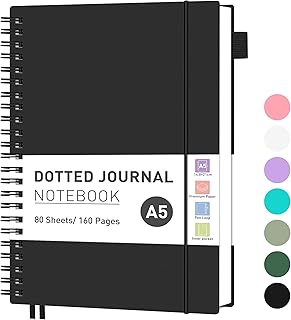 RETTACY Notebook A5 Bullet Dot Journals for Women, Grid Wire