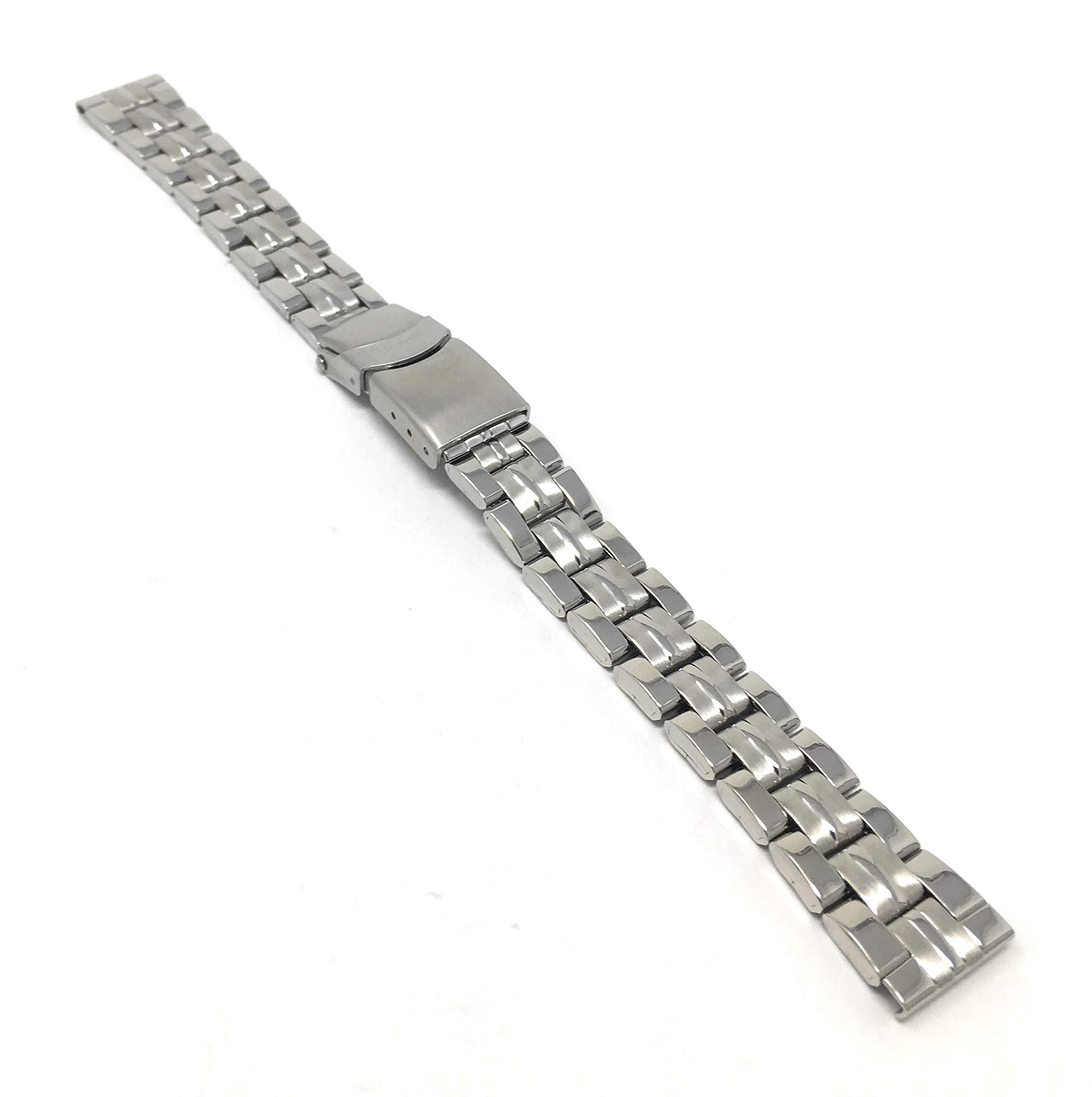 Bandini 12mm Silver Tone Stainless Steel Watch Band for Women - Womens Metal Replacement Watch Strap - Deployment Clasp