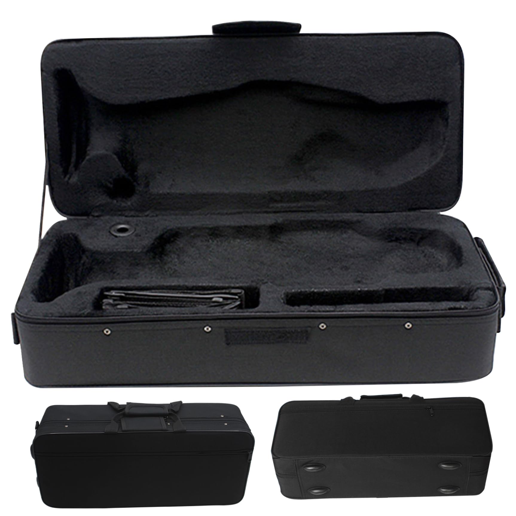 Estuche para trompeta Estuche para trompeta impermeable antivibración 3 compartimentos con correas de transporte y bolsillo frontal Mochila portátil de tela Oxford 21x9x6 pulgadas, negro