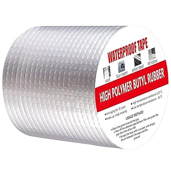 KriVat Waterproof duct Tape Leakage Repair Best Solution Strong waterproof tape for roofing for Pipe Aluminium Foil Sealing Butyl Rubber Tape plumbing,Surface Crack (4-inch *5M (Pack Of 1))