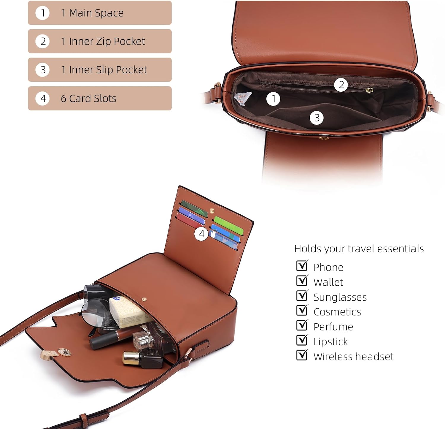 Prettyzys Crossbody Bag for Women,Trendy Small Shoulder Bag Phone Wallet Purse for Women - Image 4