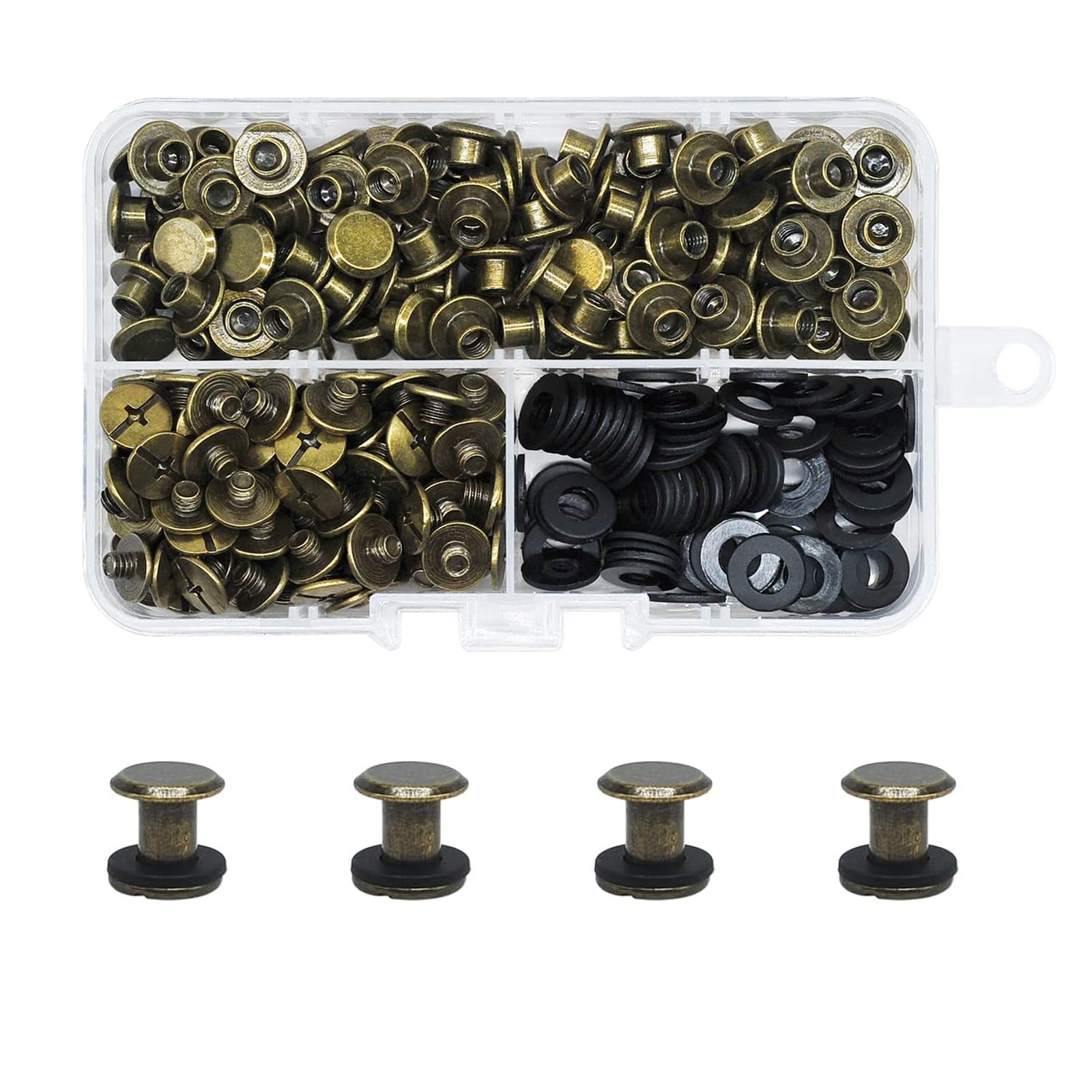 CANGCANG 100 Sets M5×6mm Chicago Screws Posts, Premium Metal Binding Screws with Cross Head for Leather Craft Bookbinding