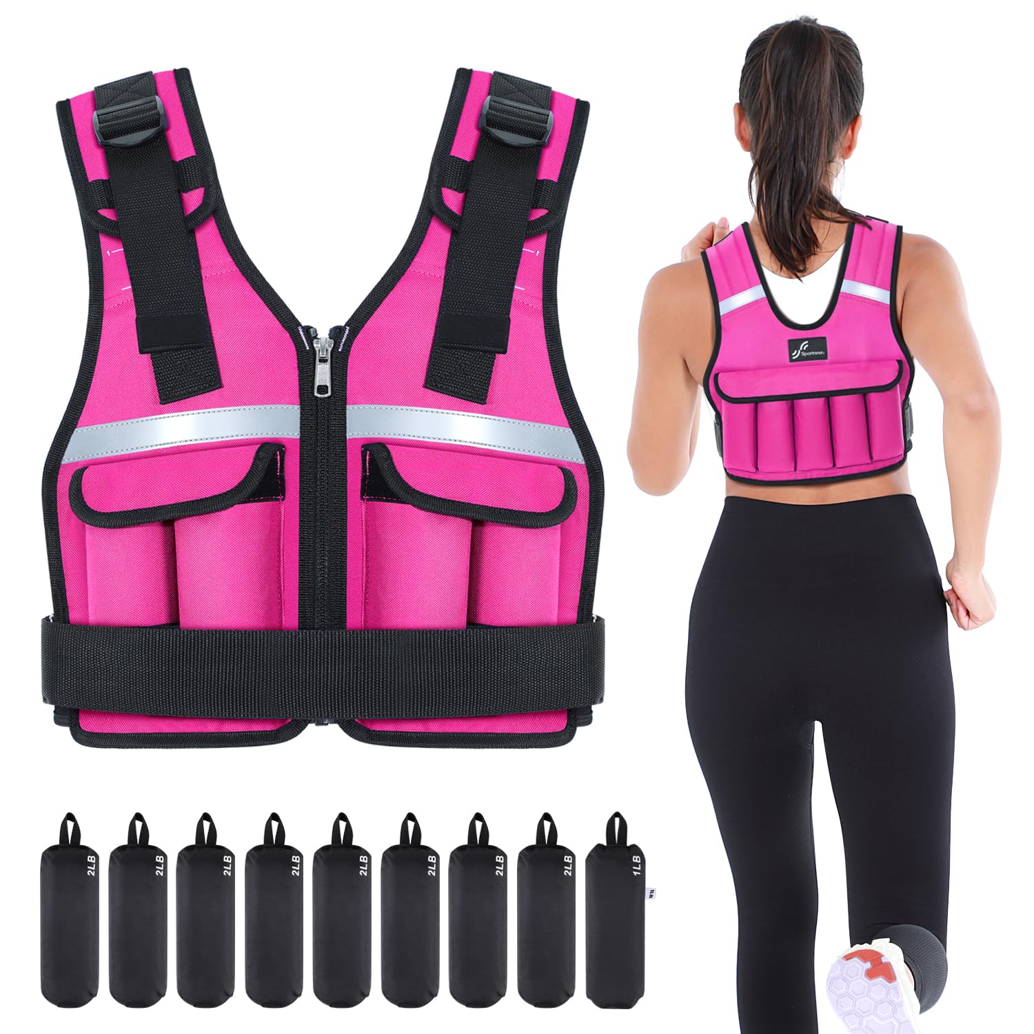 Sportneer Verstellbare Gewichtsweste 0,9-8kg/0,9–19kg, 16-in-1 Schnell Verstellbare Laufweste für Männer und Frauen, Krafttraining, Calisthenics und Gym, Hochwertige Weight Vest