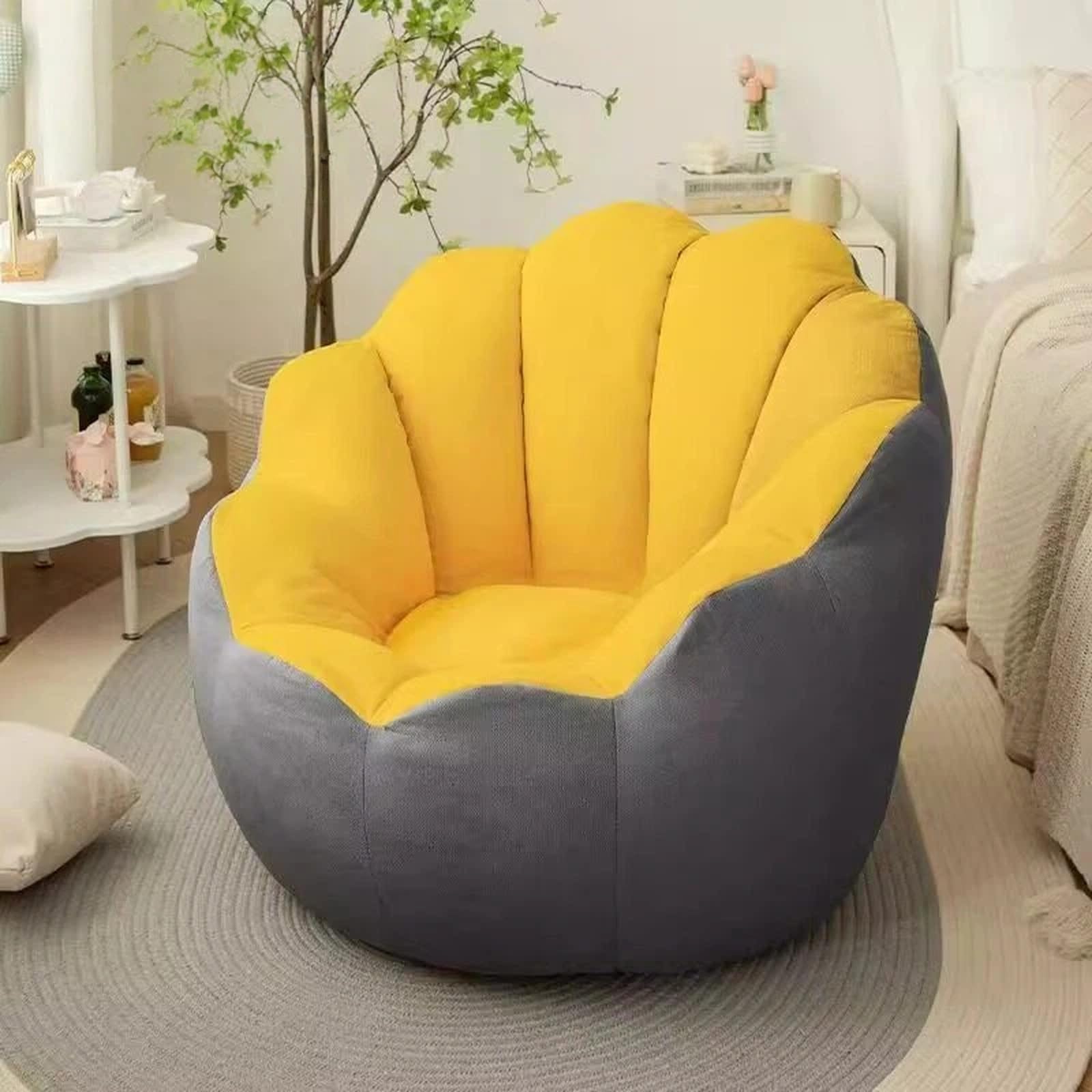 Strona główna Leniwa Sofa Worek Fasoli Tatami Pojedynczy Krzesło Sypialnia Salon Balkon Worek fasoli(Yellow,Duży)
