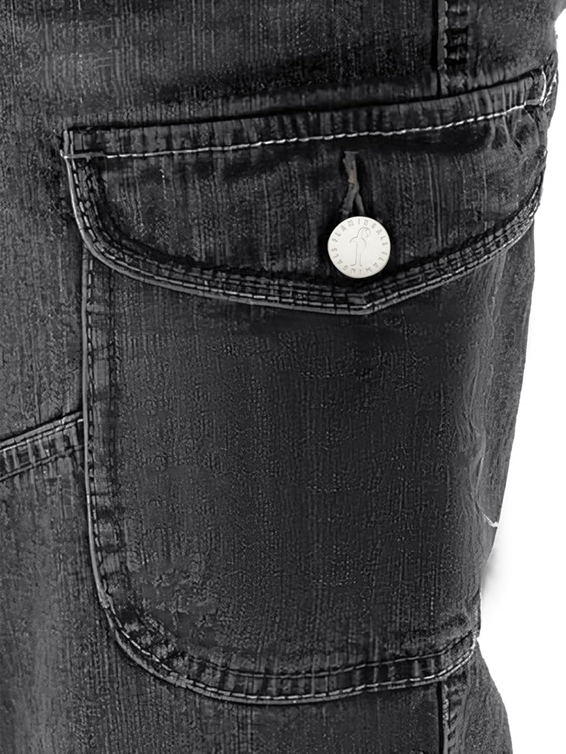 Flamingals Women's Bermuda Denim Straight Leg Shorts with Flap Pockets Mid Waist Casual Shorts Roll Hem