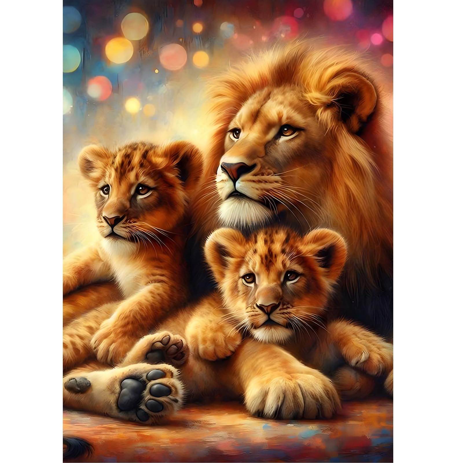 DOMROM Lion Diamond Painting Kits for Adults, Animal Diamond Art Kits for Adults DIY 5D Diamond Art Painting Full Drill Round Rhinestone Gem Art and Crafts for Home Wall Decor 12X16inch