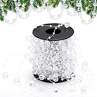 Vista 10 de Pangda Guirnalda de cuentas artificiales de 65.6 pies, cadena de cuentas de plástico, rollo de adornos para manualidades, árbol de Navidad, boda