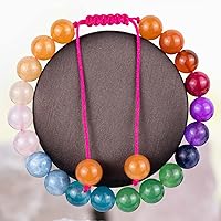 Vista 2 de DAZCOLO Pulsera de gemas hecha a mano con piedras preciosas de macramé ajustable de 0.315 in, cuentas redondas, cristales de cuarzo