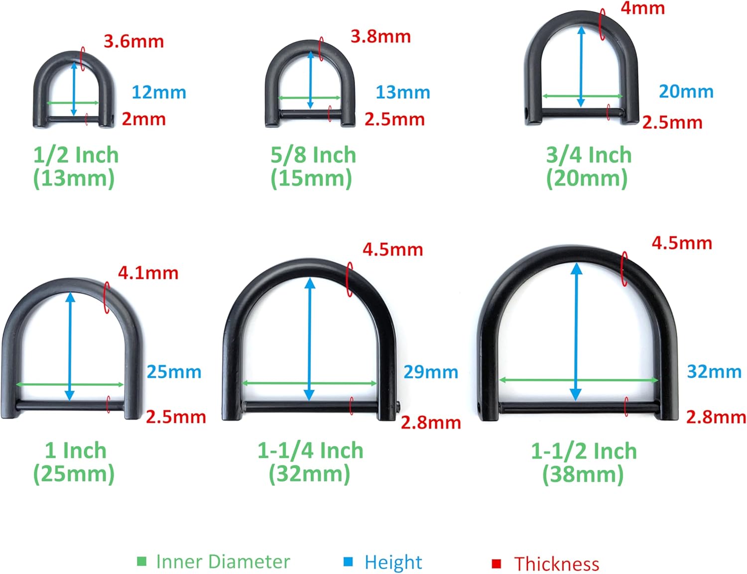 4 Pcs Heavy Duty D Rings Screw in Shackle 3/4 Inch Bronze U Shape Replacement D Ring for Purse Keychain Dog Collar - Image 2