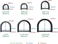 Vista 2 de 4 Piezas Anillos en D de Servicio Pesado Atornillables con Grillete de 1-1/2 Pulgadas Negro Gunmetal Forma de U Anillo D de Repuesto para Bolso