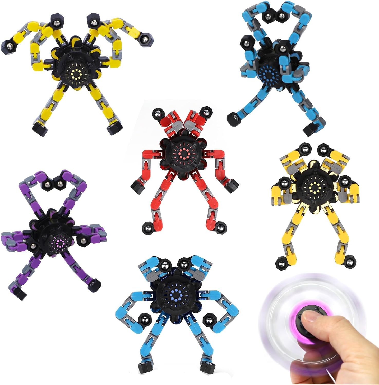 8PCS Robot Fidget Spinner Spielzeug für Kinder Erwachsene, DIY Deformation Chain Transformator Mecha… 8PCS Robot Fidget Spinner Spielzeug für Kinder Erwachsene, DIY Deformation Chain Transformator Mecha…