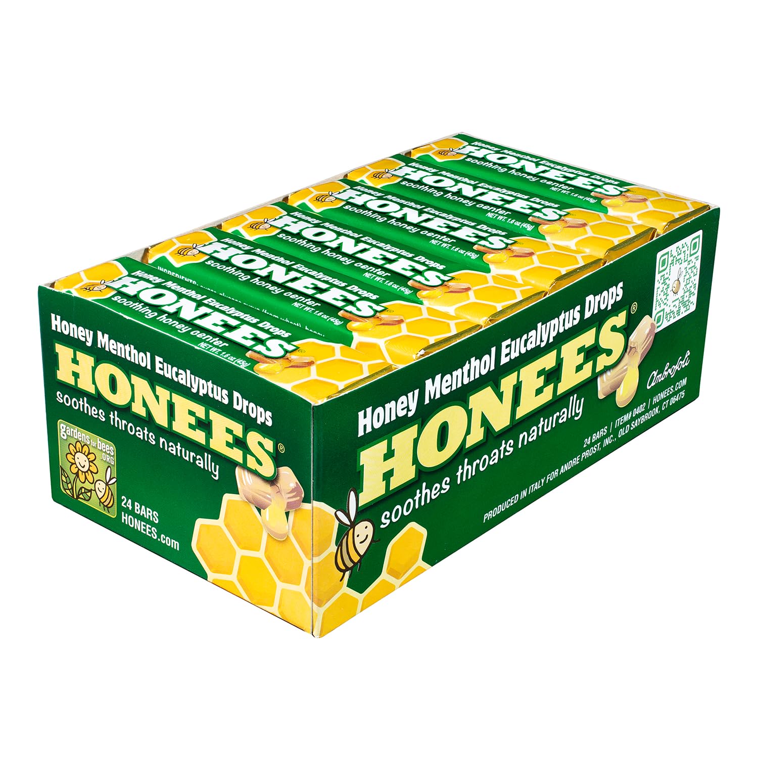 Filled Menthol Cough Drops, Honey, Menthol & Eucalyptus Cough Drops- Natural Sore Throat Relief - Nothing Artificial -Throat Lozenges, Non-GMO (24 Pack –216 Drops)