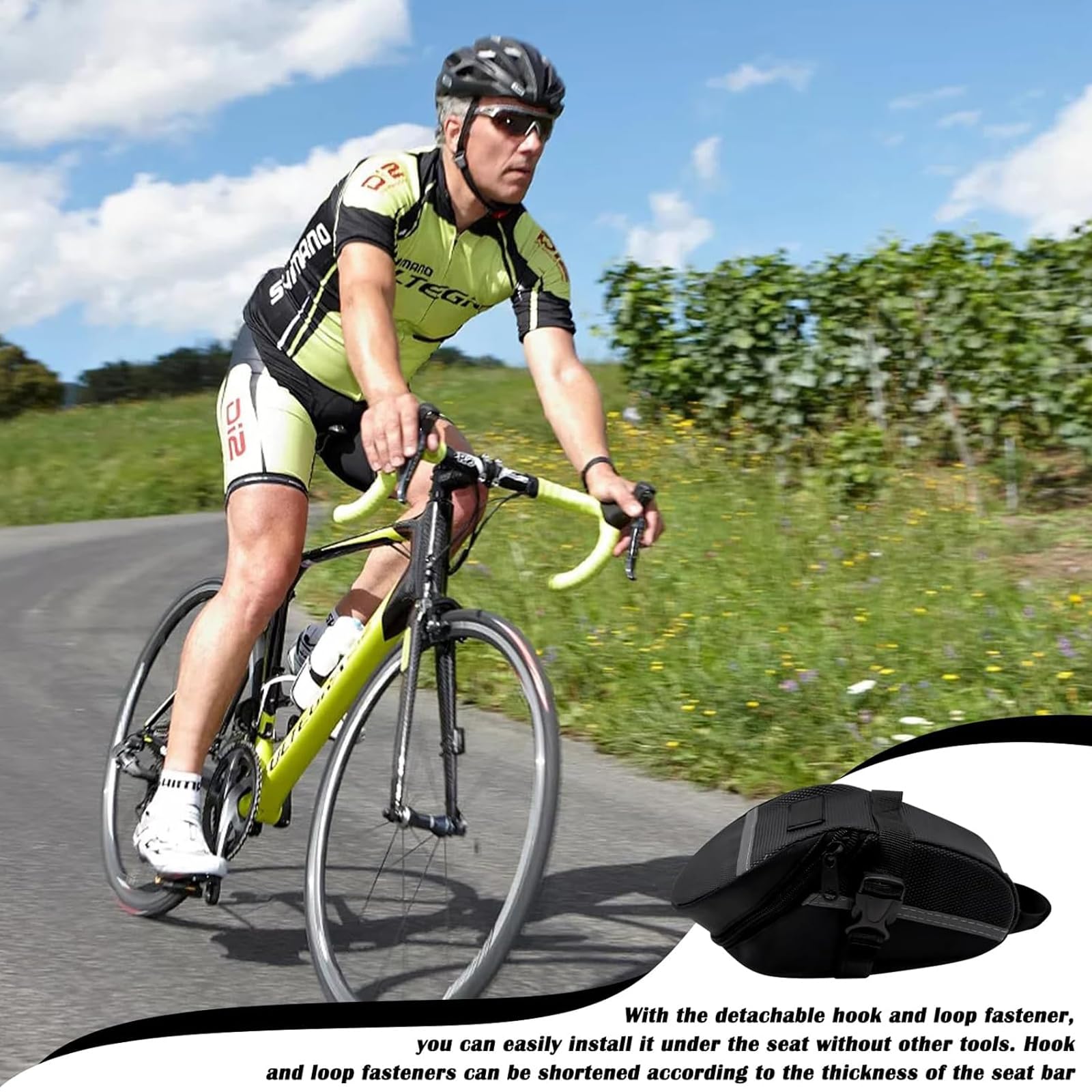 YUISI Bicycle Storage Bag for Under Saddle, Waterproof Wear Resistant Design with Reflective Strip, for Bike Accessories 4