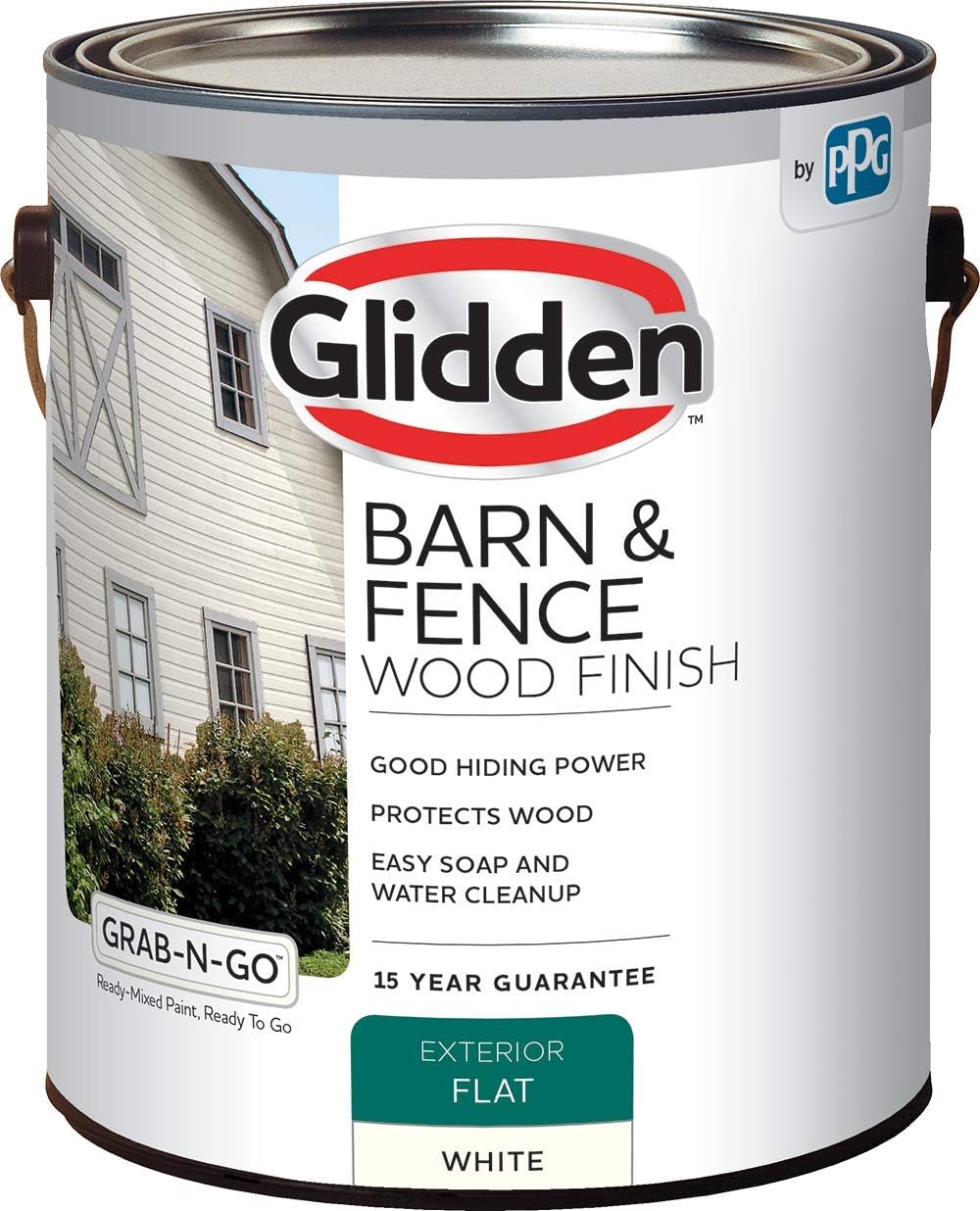 Glidden Latex Paint, Barn and Fence, 4098F/01, Flat, Exterior, 1 gal, White