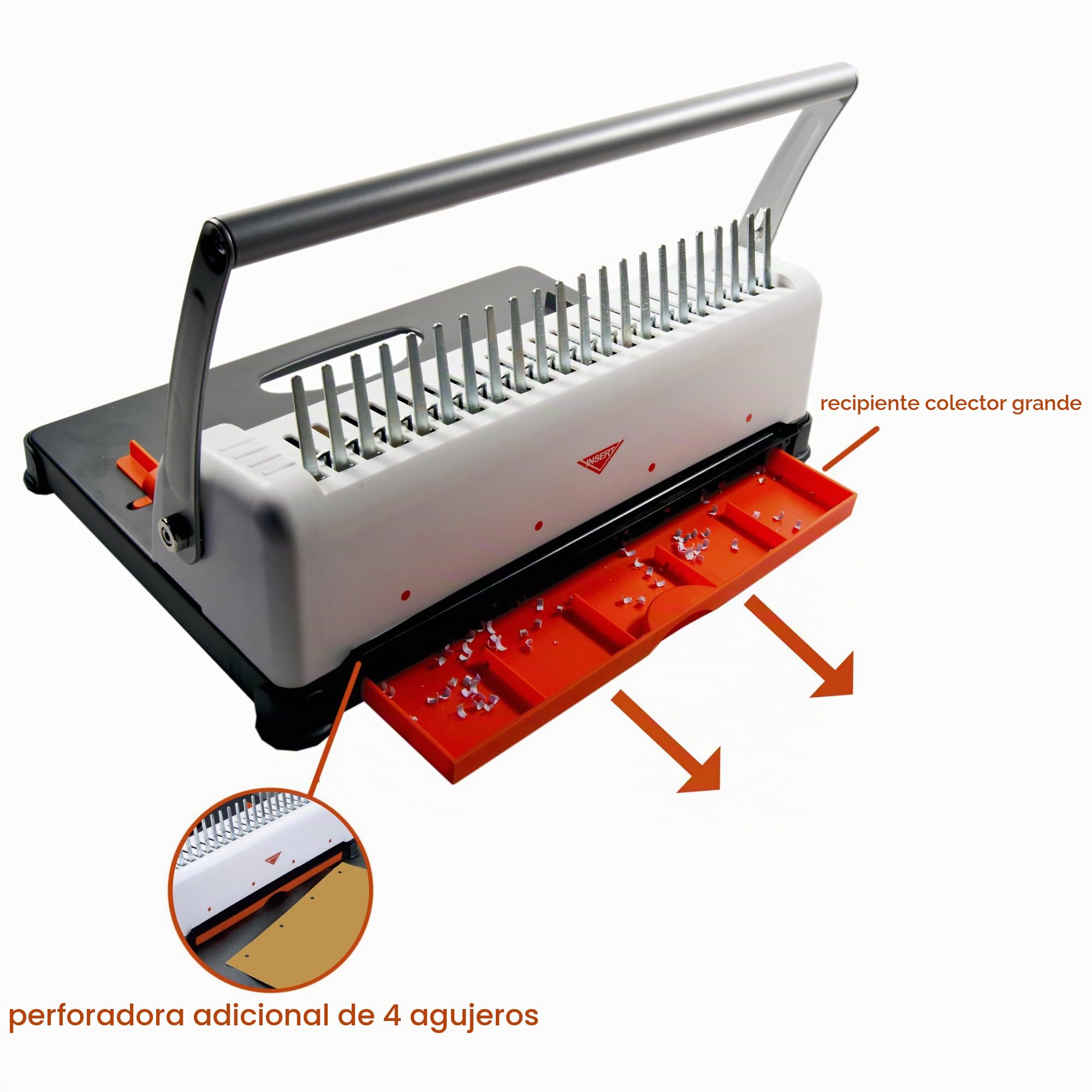 Peach Encuadernadora para plástico PB200-30 | Star Binder Pro - formato A4 | ganador de precio-rendimiento | encuaderna 350 hojas | canutillo máx. 38 mm. Capacidad de perforación 12 hojas. Incluye set inicial de 15 piezas