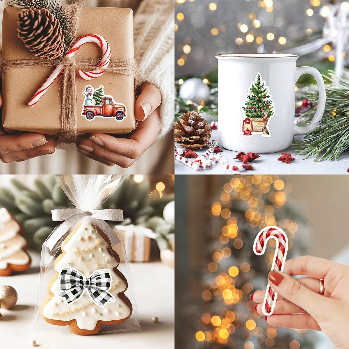 (12pcs-3in) Farmhouse Christmas Sticker Stickers Rustic Holiday Gifts Set image 5