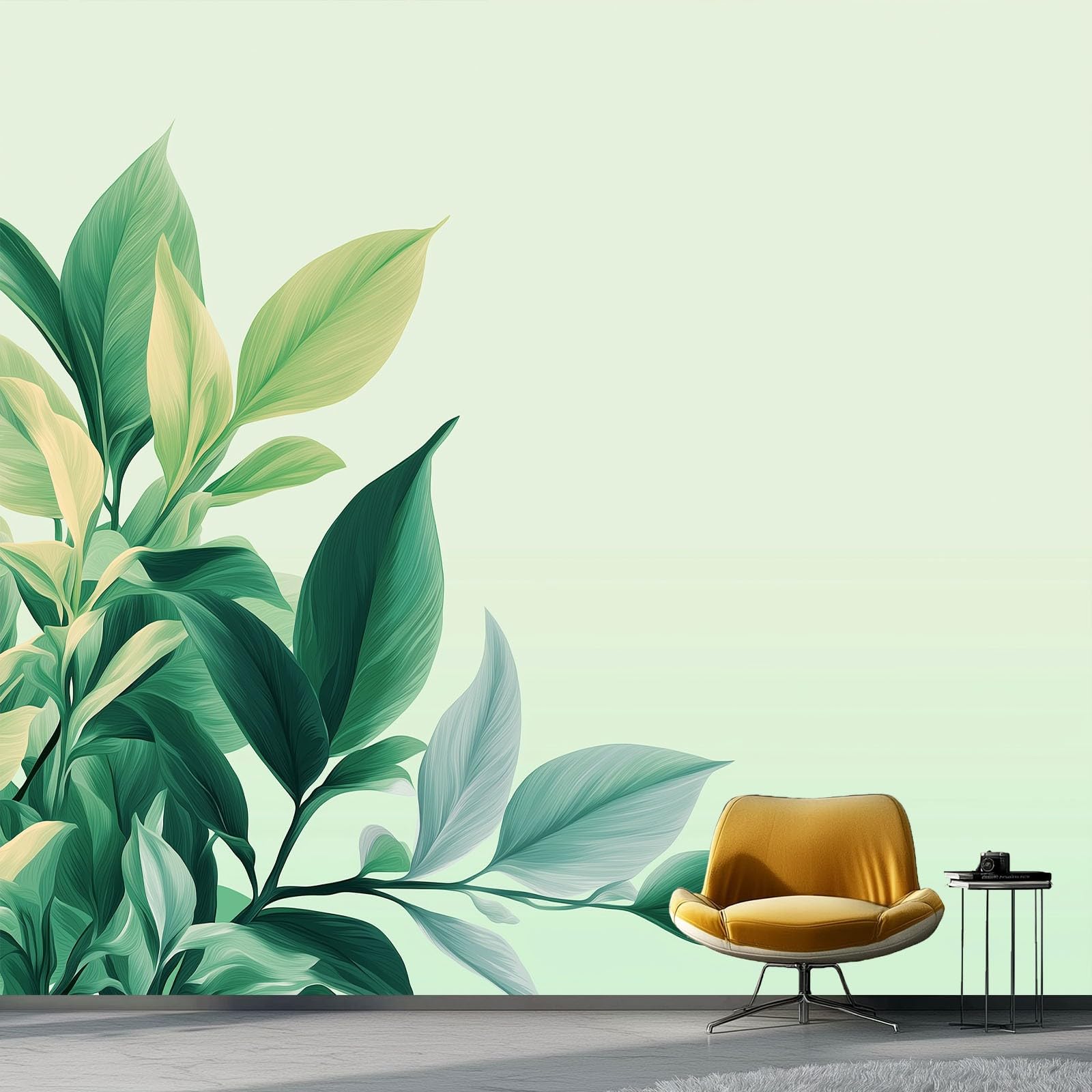 Tapeta z włókniny Proste Rośliny Liść Zbliżenie 300 x 210 cm, Panoramiczna Zielona Tapeta do Salonu Wystrój sypialni Tło TV, Dekoracja ścienna Wewnętrzna sypialnia