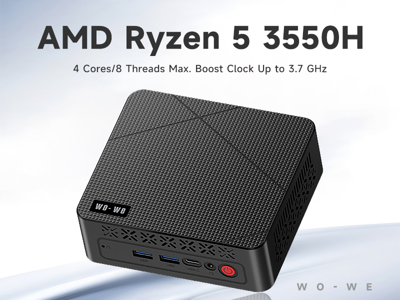 wo-we P6 AMD Ryzen 5 3550H Mini PC,16GB DDR4 RAM & 512GB NVMe SSD
