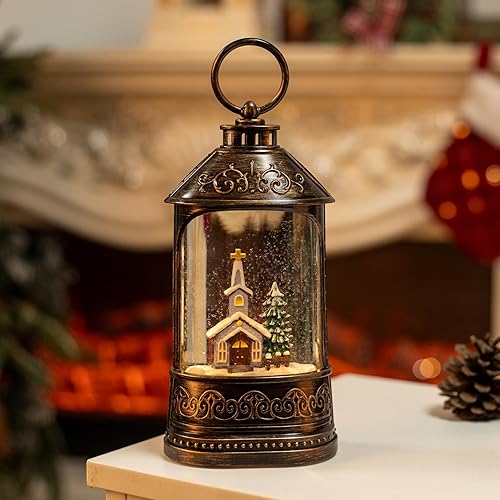 Miniatura 2 de Linterna de globo de nieve de Navidad, globo de nieve cardenal iluminado con purpurina con música, decoraciones musicales de Navidad USB y funciona