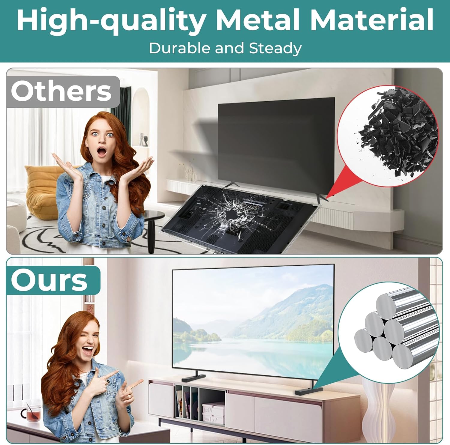 Metal TV Base Stand for Vizio, Exclusive for Vizio E48-C2 E55-C2 TV Model, Replacement TV Legs with Screws & Instructions, Stable to Hold