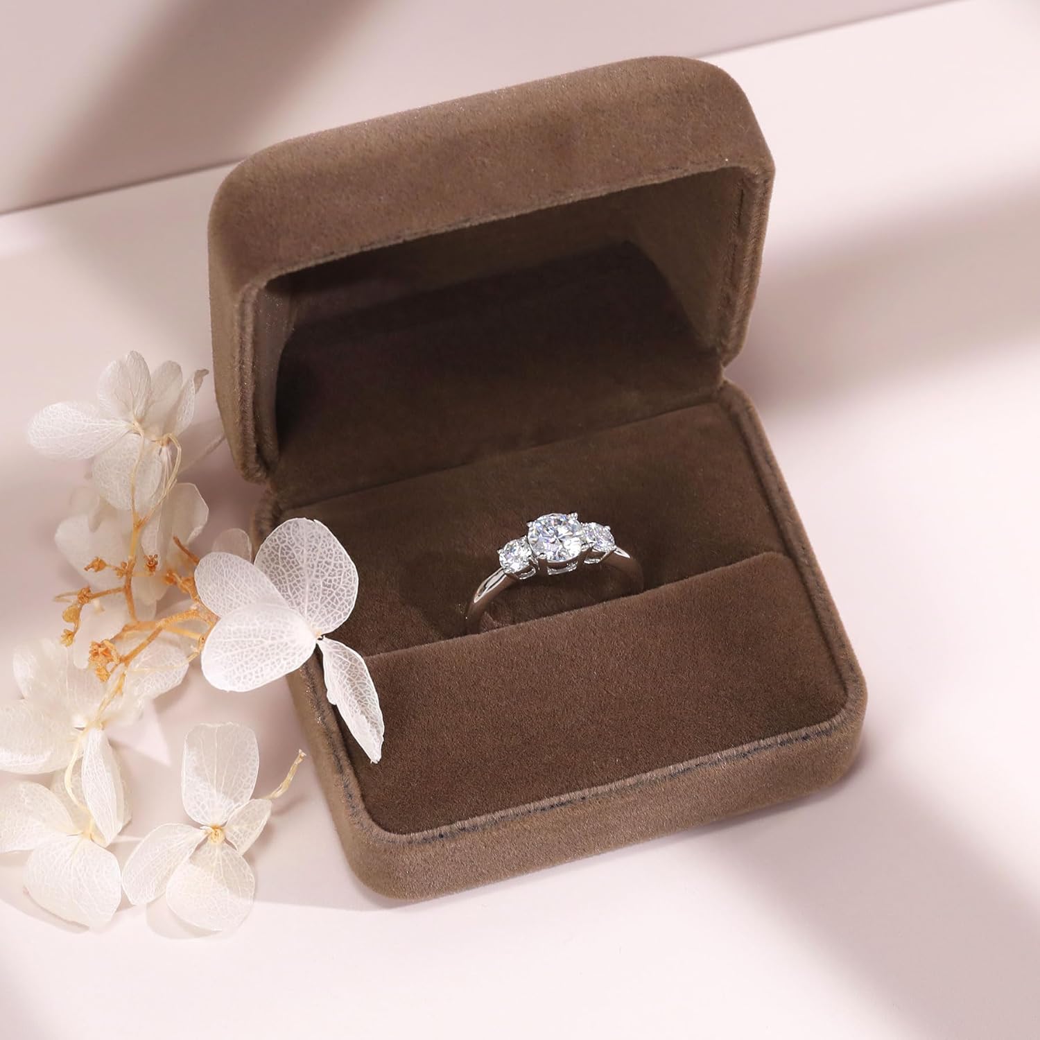 Moissanite Engagement Ring for Women S925 Sterling Silver D color VVS1 Round Cut Lab Created Moissanite Wedding Promise Anniversary Rings for Her Size 5-11 - Image 5