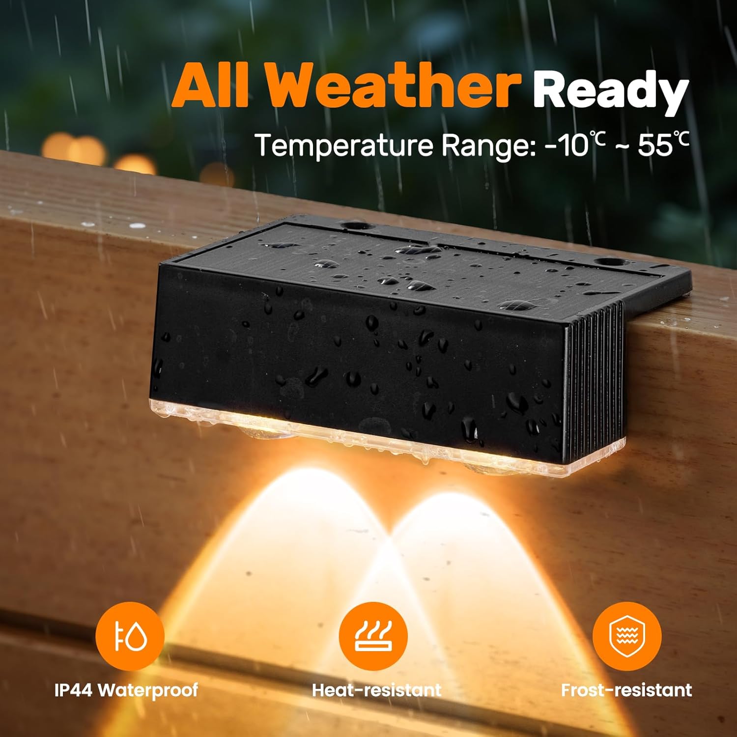 NIORSUN 12 Pack Solar Fence Lights, LED Outdoor Lights, Warm White + RGB, IP45 Waterproof, Black - Image 8