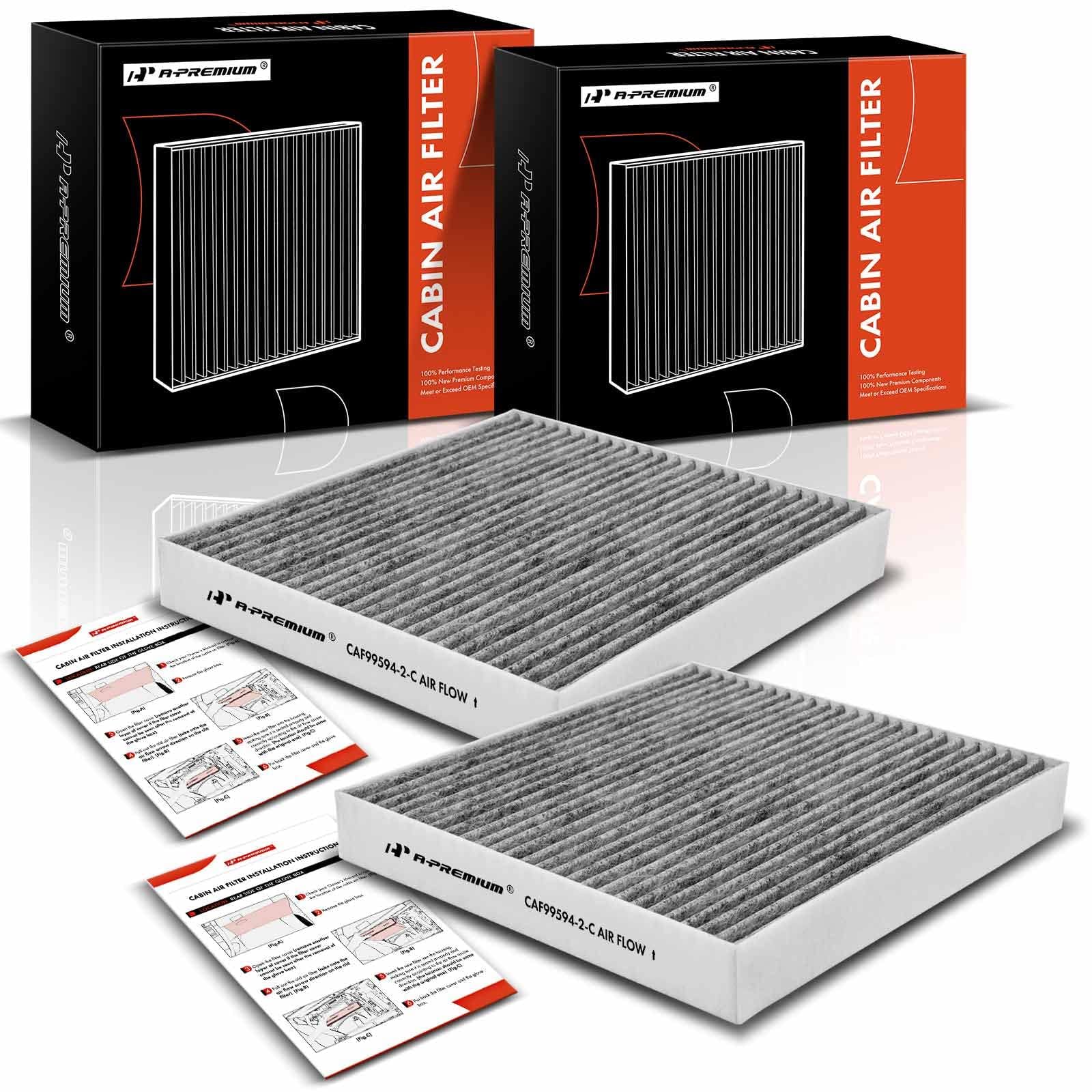 A-Premium 2-PC Cabin Air Filter with Activated Carbon Compatible with Hyundai Elantra, Elantra N, Sonata, Santa Fe, Tucson, Kona, Ioniq 5, Santa Cruz & Kia Sorento, Sportage, Niro, K5 & Genesis GV60