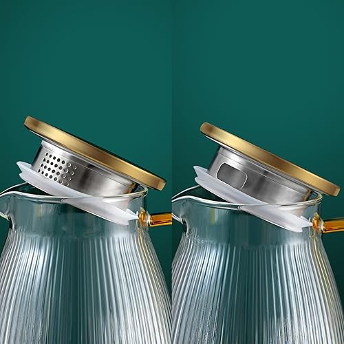 Miniatura 3 de JIAQI Jarra de vidrio jarra de vidrio de borosilicato resistente al calor para jugo leche agua calientefría y té helado cepillo de limpieza incluido