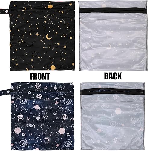 Miniatura 4 de 2 bolsas de lavandería impermeables de viaje, bolsas de tela para pañales húmedos y secos con asa y 2 bolsillos con cremallera, bolsa de ropa sucia