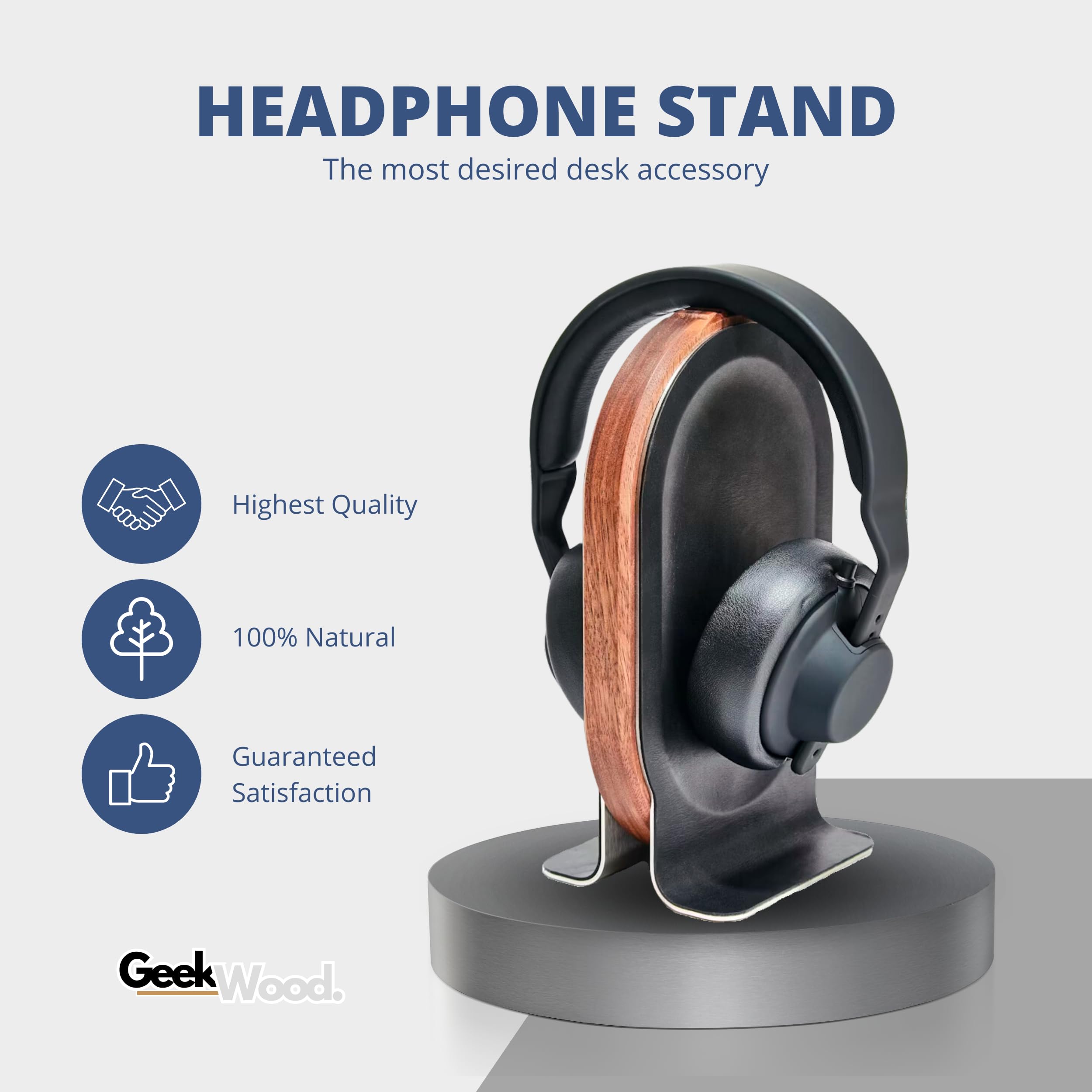 GeekWood Headphone Stand Wood Bariloche - Balolo Desk Headset