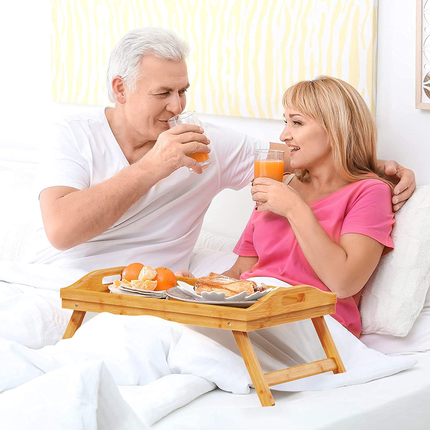 Vassoio per la Colazione, Vassoio per Alimenti in Legno Pieghevole per Camera da Letto, Ospedale, Letto di Famiglia, Vassoio per Alimenti in Legno Pieghevole