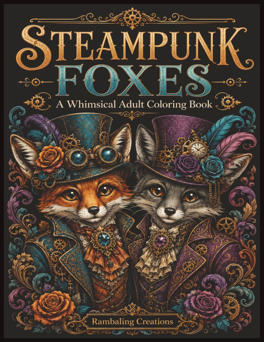 Steampunk Foxes: A Whimsical Adult Coloring Book (Rambaling Creations Adult Coloring Books)